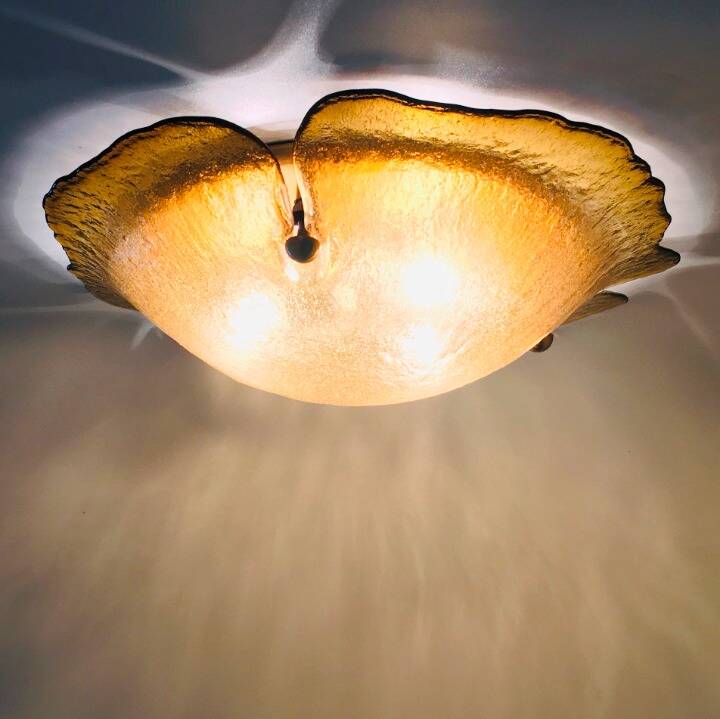 Grand plafonnier en verre de Murano en forme de fleur de Peill & Putzler, années 1970