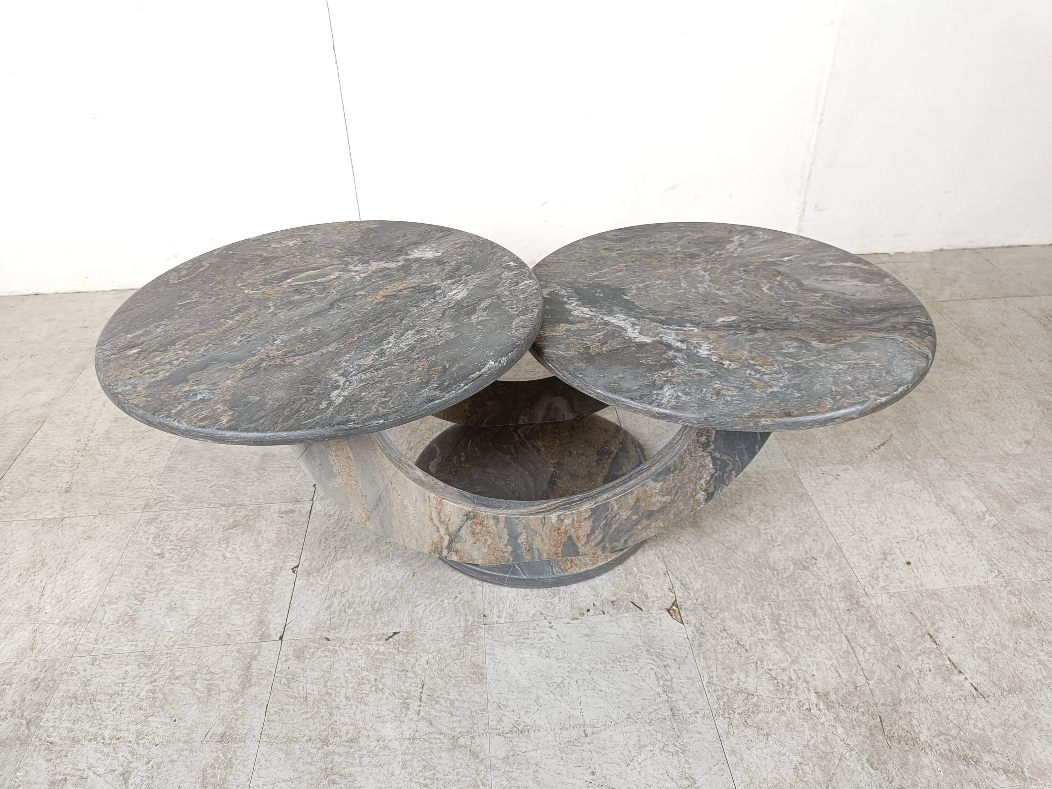 Vintage two tier marble coffee table, 1970s