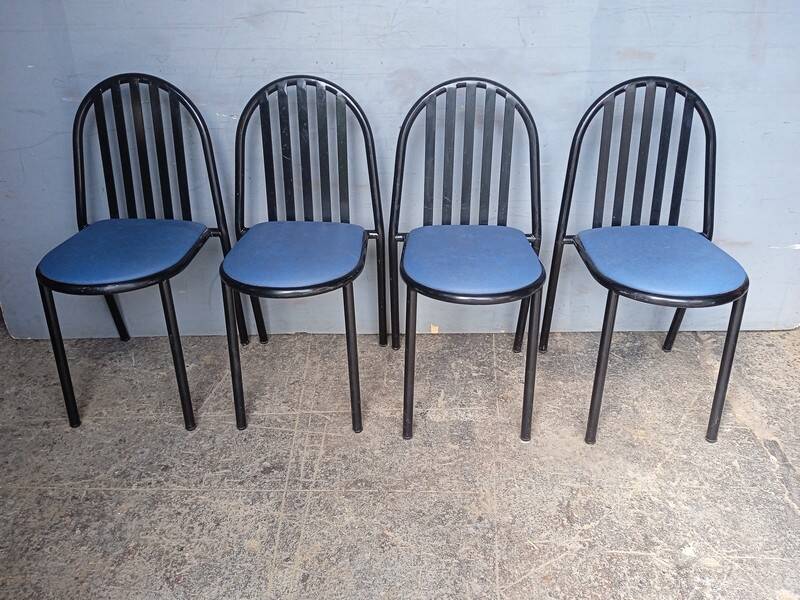 Lot de 4 chaises Malle Stevens metal epoque 1980