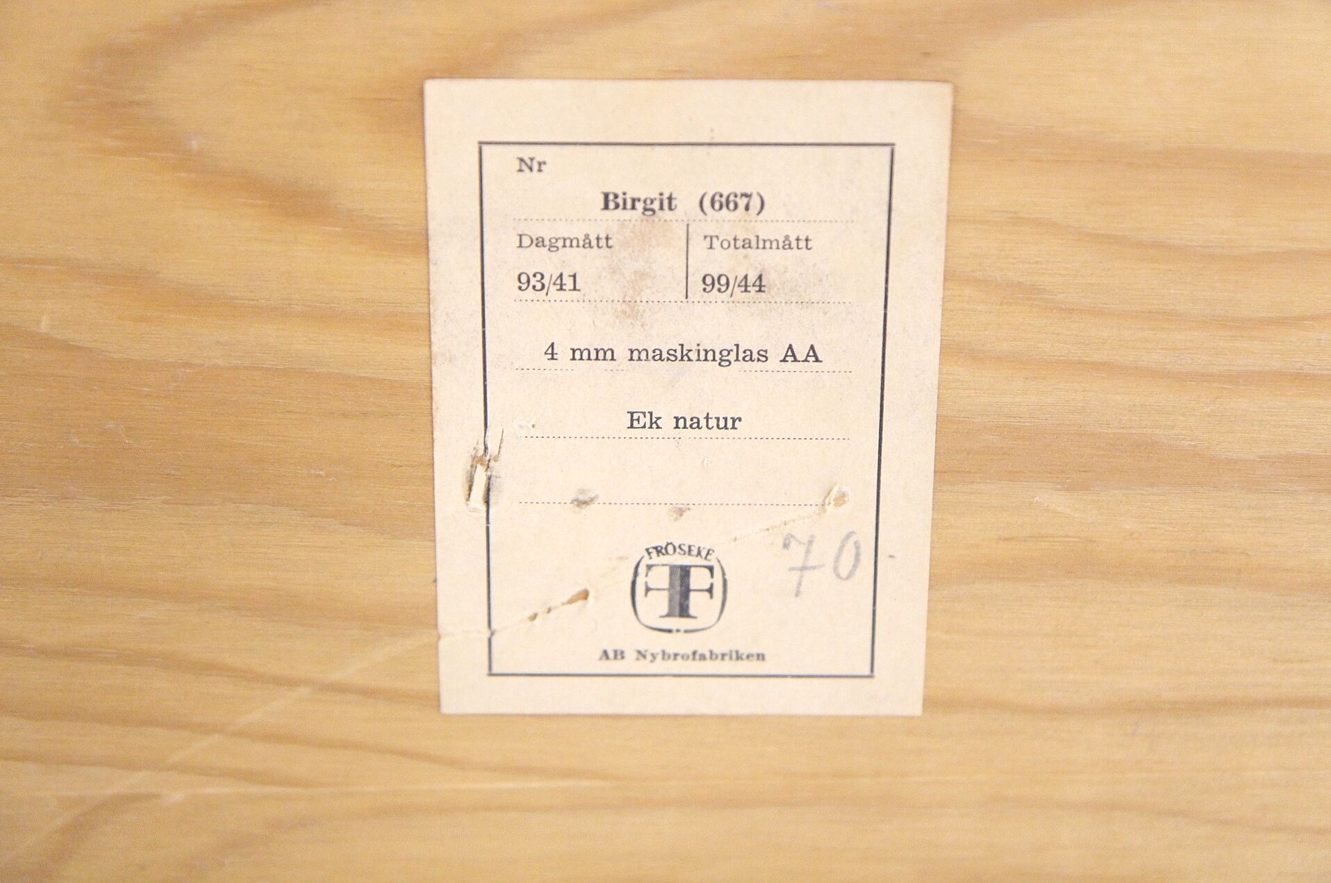 Oak mirror, Fröseke, Sweden, 1960 - 48x43cm