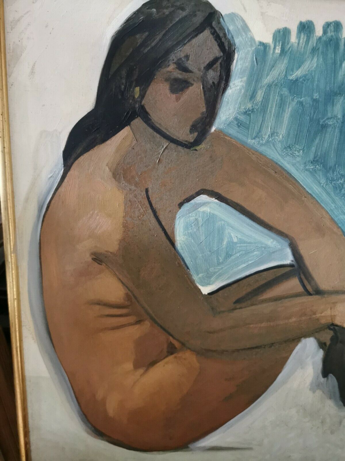 Oil on female nude framed panel