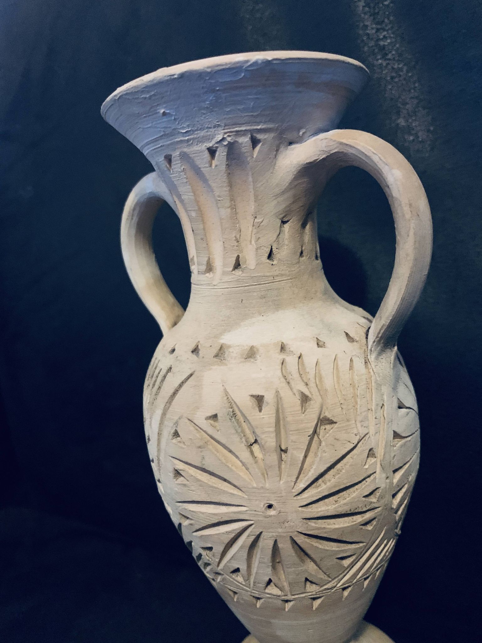 Amphora vase 20cm pottery Tunisia antique style handmade