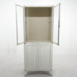 Vintage iron & glass medical cabinet, czechoslovakia