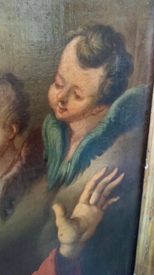 huile sur toile ancienne représentant la Vierge en deuil - époque baroque