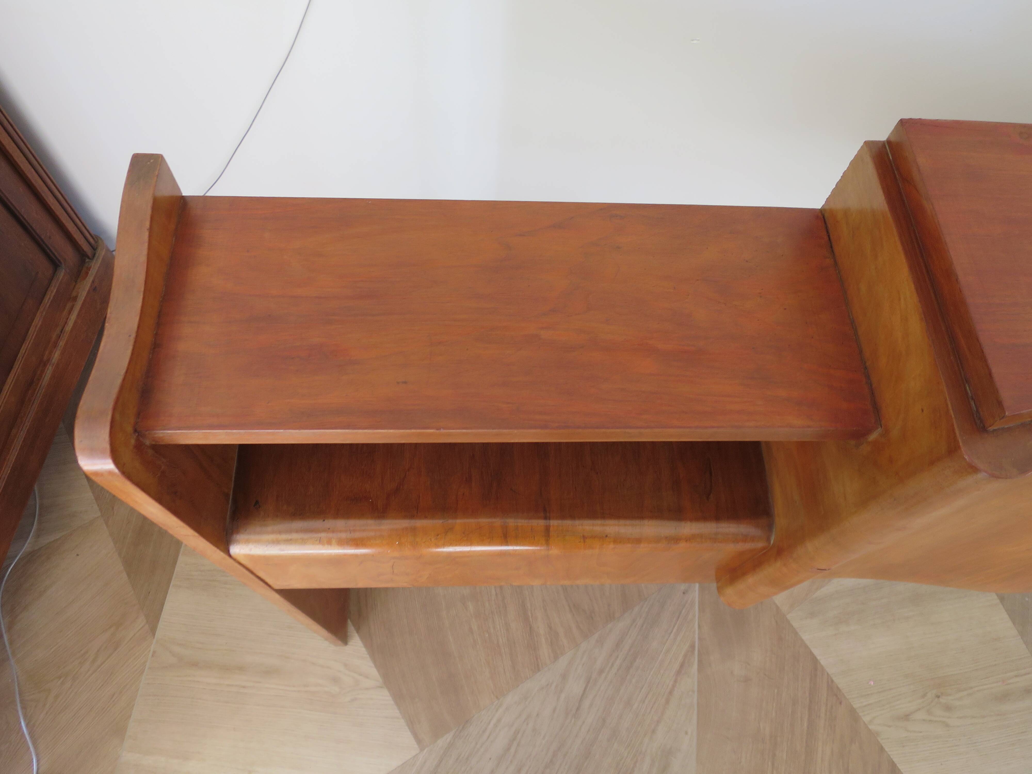 Headboard – console – sideboard – art deco – 2 doors – 2 niches in solid walnut e