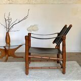 Safari armchair 1940 in brown leather