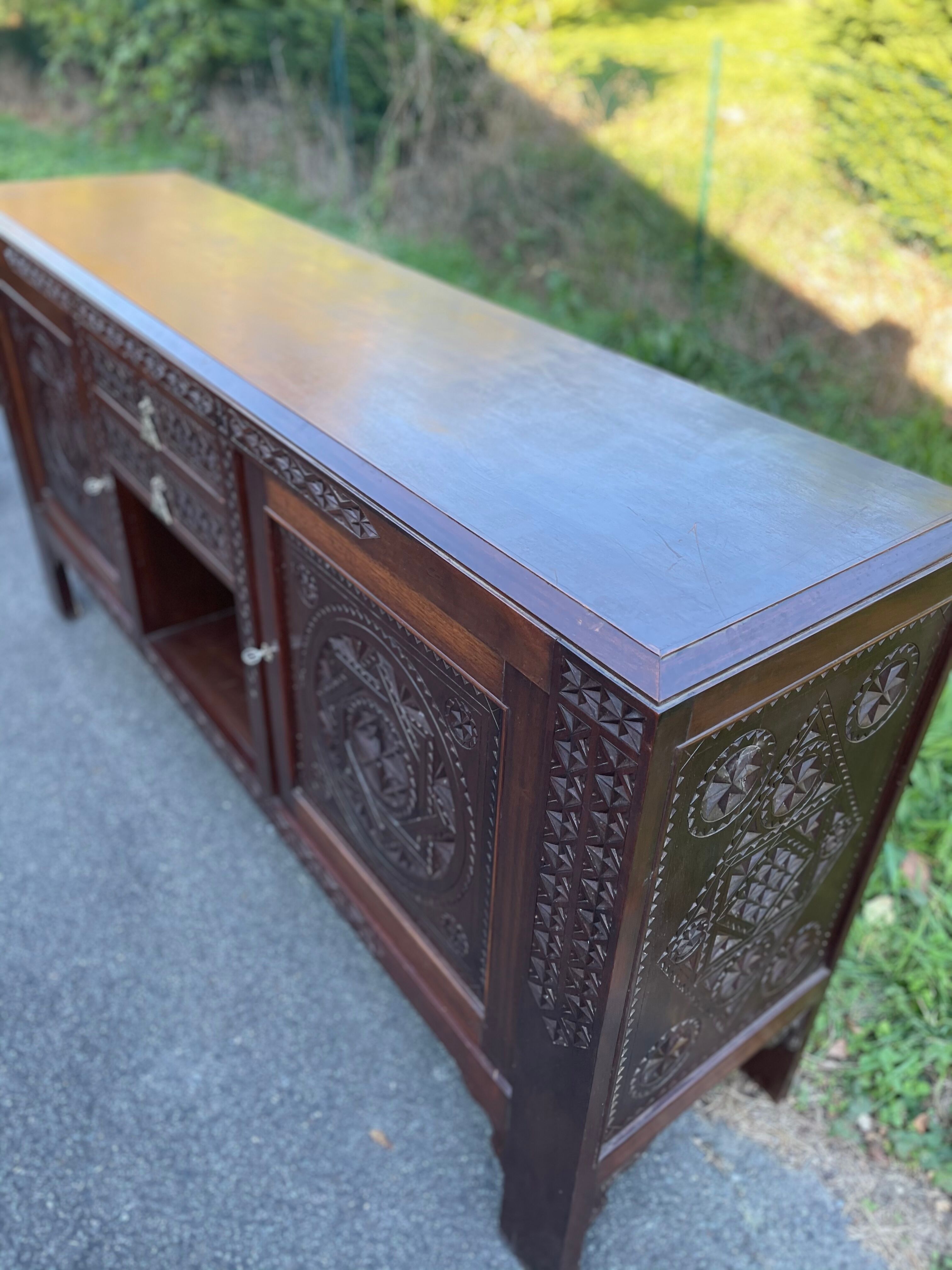 Enfilade buffet art deco brutalist furniture Morocco style dudouy