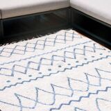 Recycled cotton handcrafted rug - Reversible - Blue