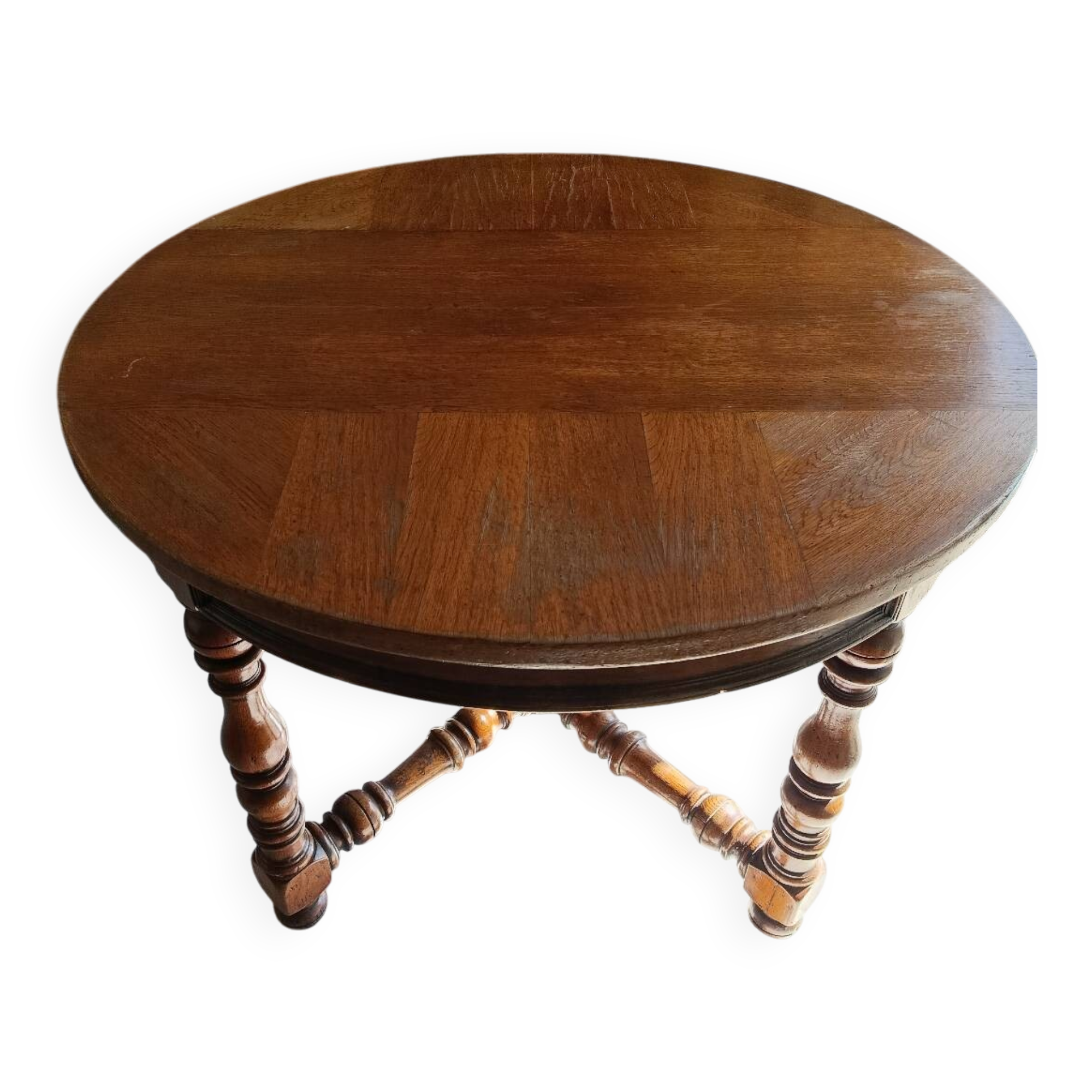 Table ronde de style Henri II en chêne massif – Fabrication italienne
