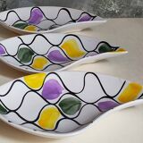 Three vintage free-form ceramic ravine dishes from the 1950s