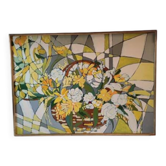 Oil on canvas by Jean Cheynel "Floral Variation"