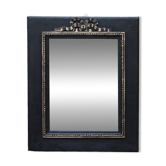 Miroir vintage en bois noir et doré à fronton – style Napoléon III