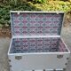 Old metal aluminum trunk / mail trunk / industrial / interior fabric