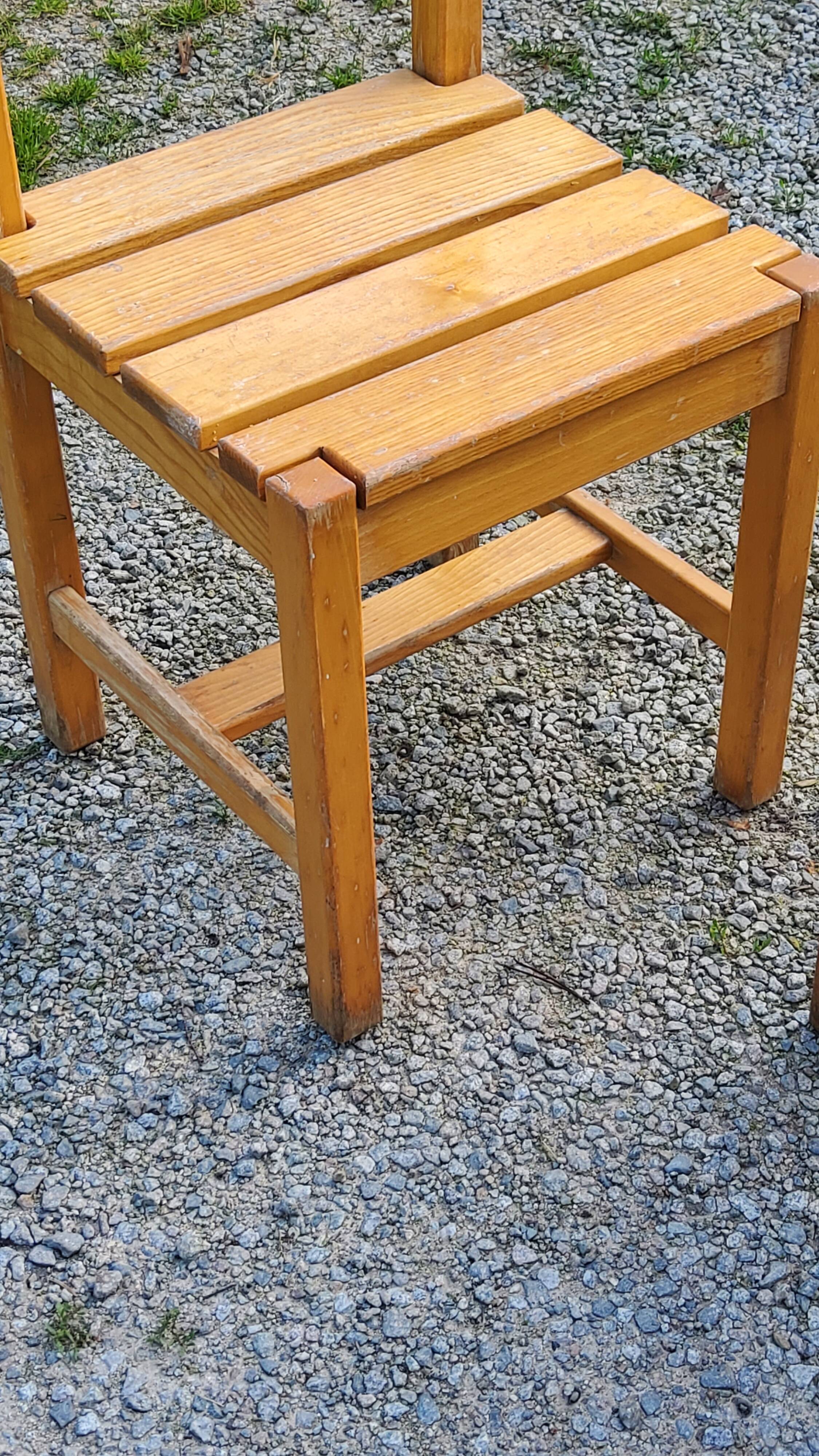 Set de 4 chaises des années 70 brutalistes en chêne