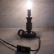 Lamp foot shape wooden candlestick turned old