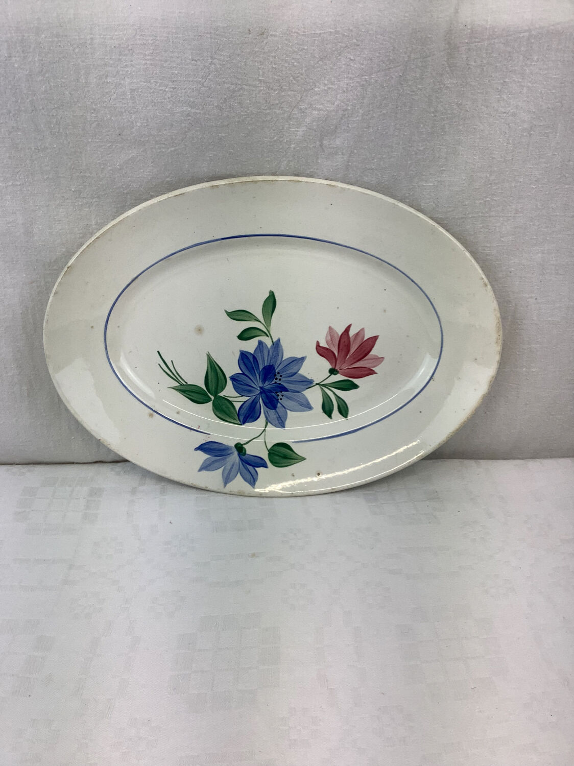 Old artisanal dish made in France Digoin Sarreguemines