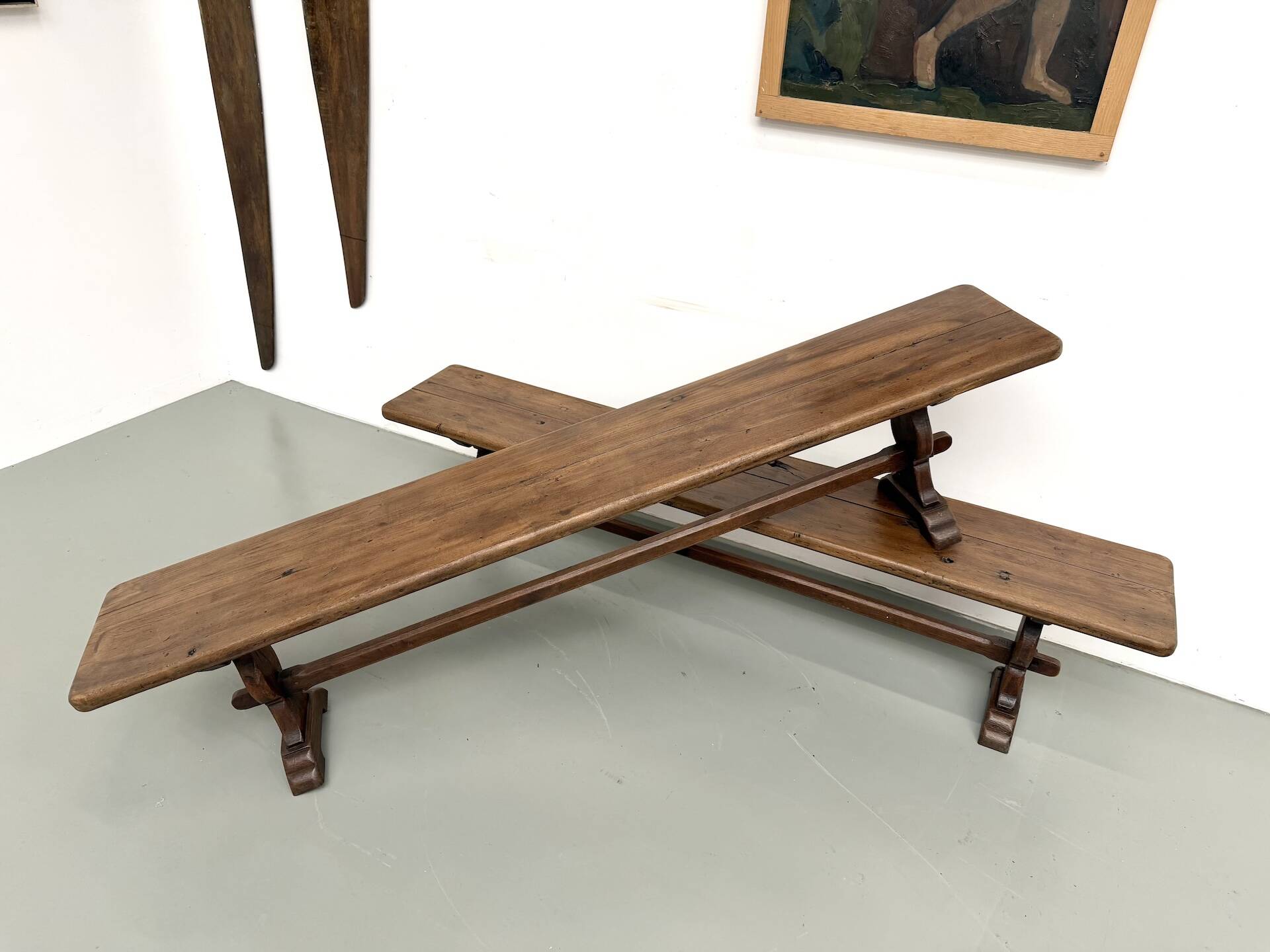 Pair of Solid Oak Farm Benches