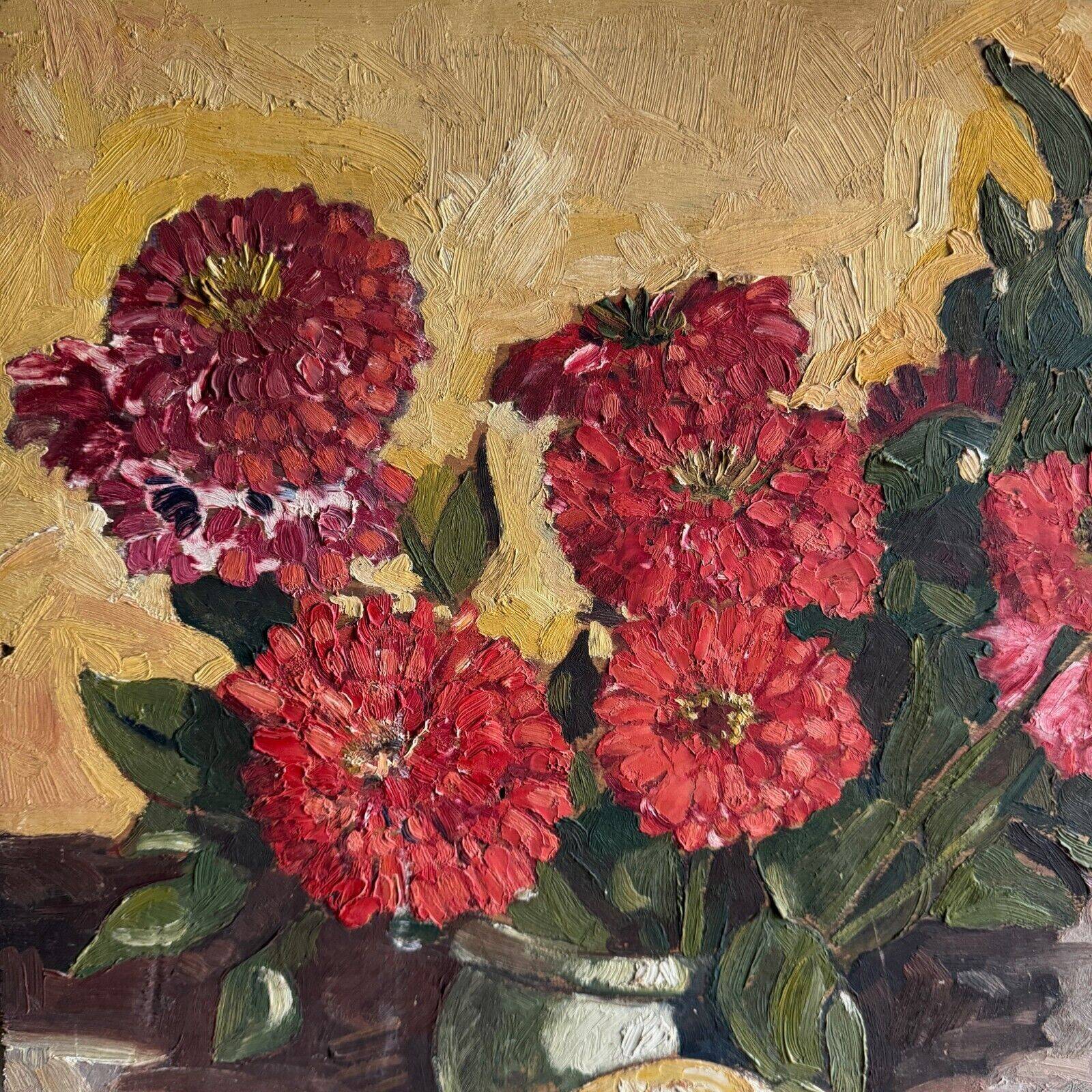 Oil on panel still life with flowers by A. Le Cudennec 1955