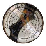 Decorative glazed stoneware plate by Patrick Rollet