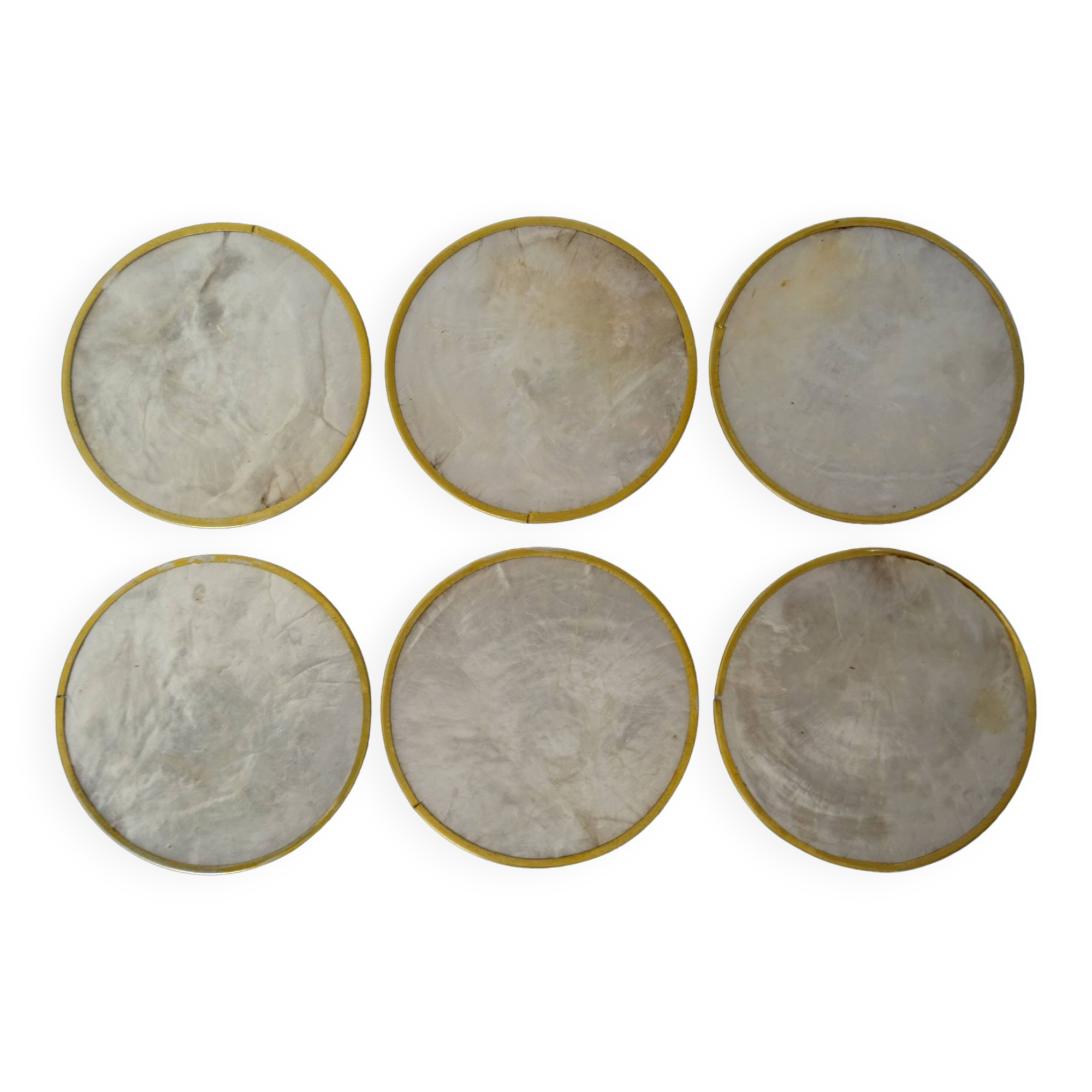 Série de 6 dessous de verre en nacre vintage