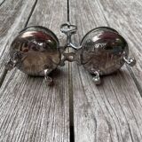 Double silver plated table salt shaker Armand Frenais 19th century Art Nouveau