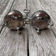 Double silver plated table salt shaker Armand Frenais 19th century Art Nouveau