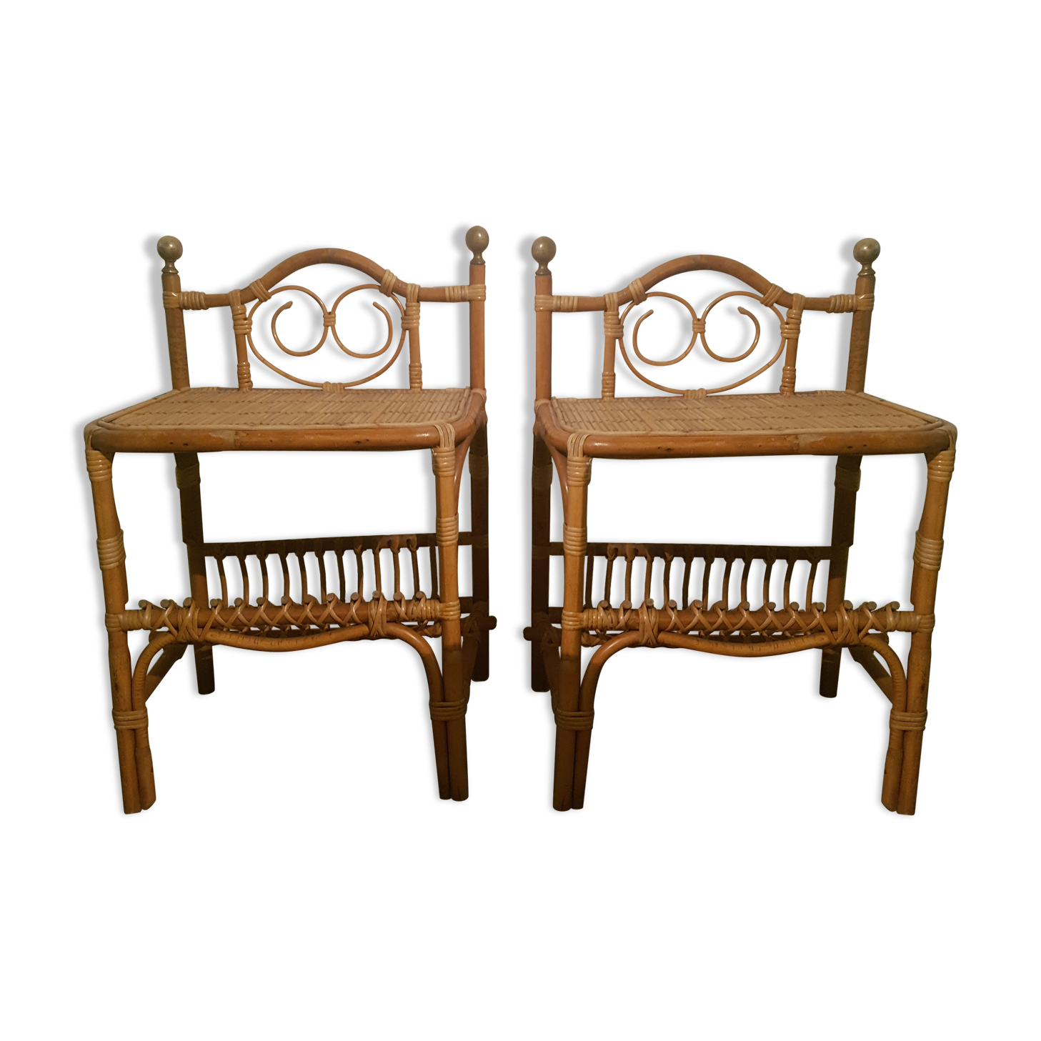 Vintage rattan bedside table