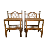 Tables chevet vintage rotin
