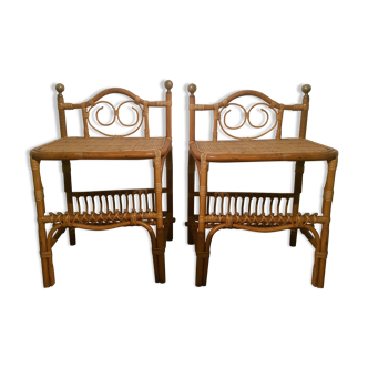 Vintage rattan bedside table