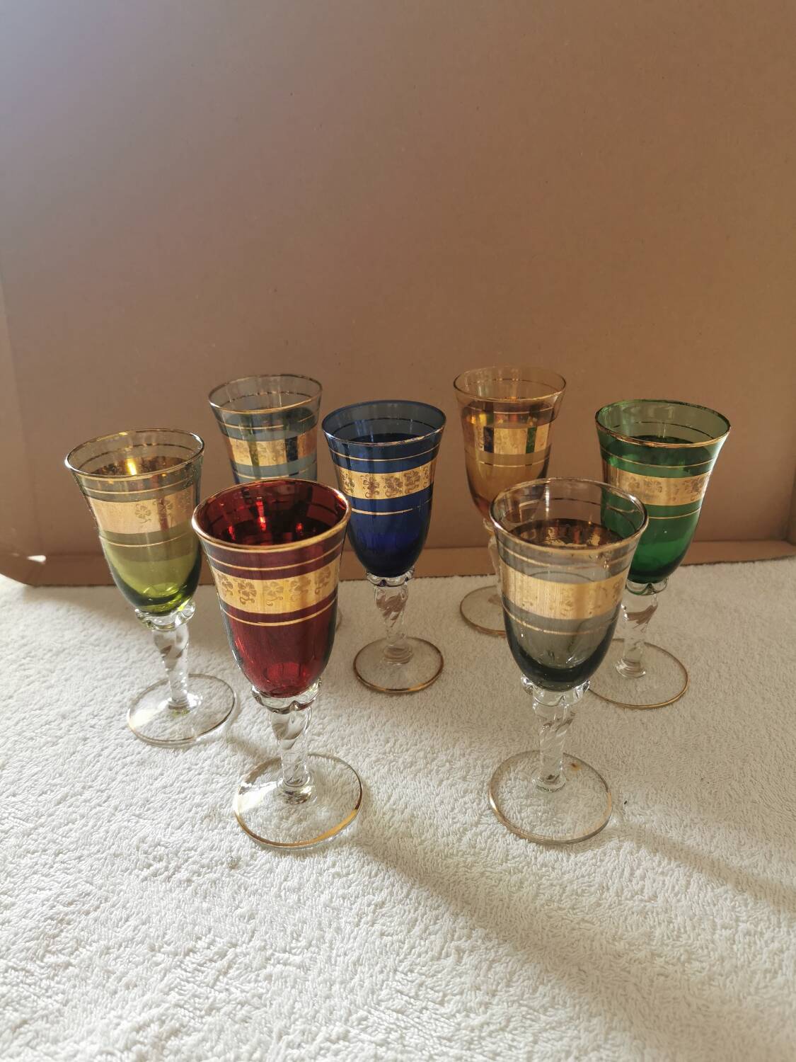 7 vintage crystal glasses