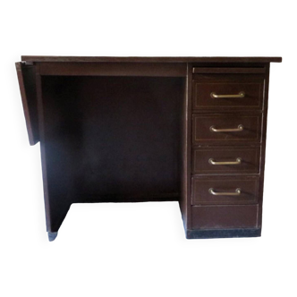 Petit bureau en métal avec abattant d'extension par Roneo, France 1920