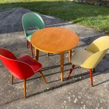 Table and its 3 vintage chairs