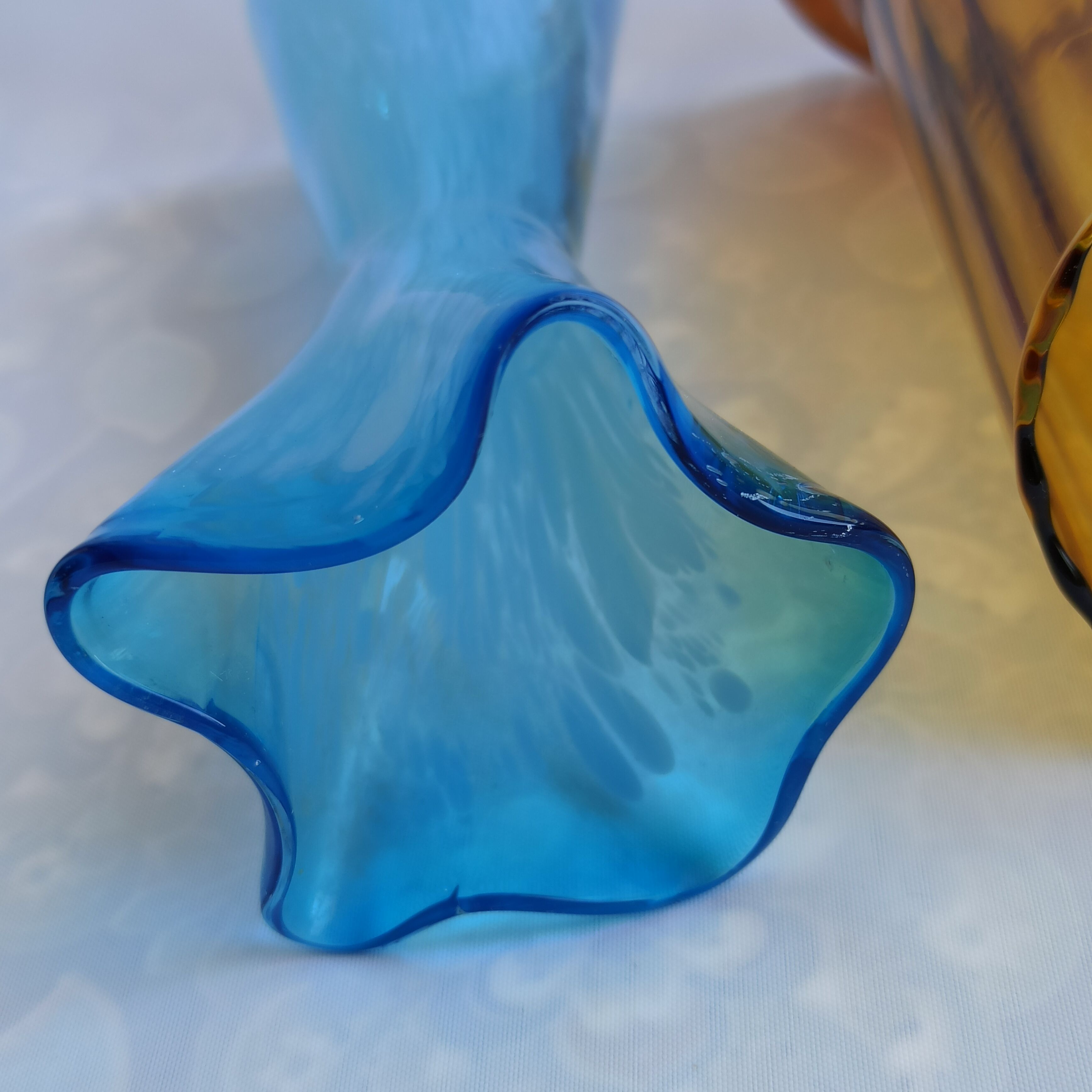 Duo of vintage Italian vases in blown glass