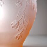 Large art deco style vase in molded/pressed pink glass paste
