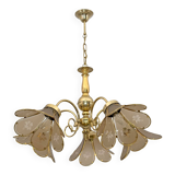 Mid-Century Modern Italian Glass and Brass Chandelier, 1960s