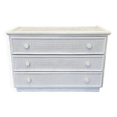 Vintage White Rattan and Cane Chest of Drawers from the 80s