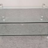 Table basse en verre et lucite de Karl Springer, USA vers 1980