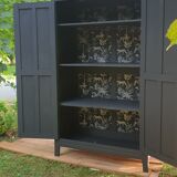 Black parisian wardrobe made of solid wood