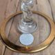 Antique fuchsia pink engraved glass – twisted stem