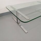 Vintage coffee table in transparent glass and cast aluminum from the 70s