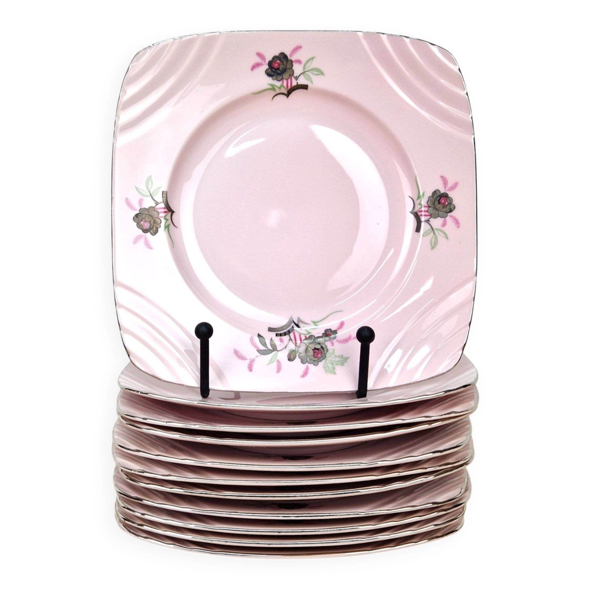 11 Art Deco dessert plates M.Z Czechoslovakia