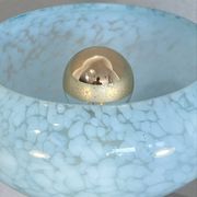 Vintage table lamp in blue Clichy glass & patinated brass