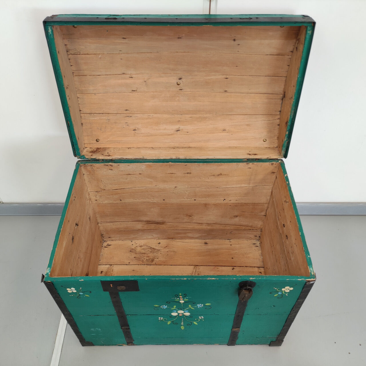 Green painted austian trunk