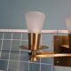 Maison cheret, pair of 3-light wall lights in ronze, brass and glass, circa 1950/1960