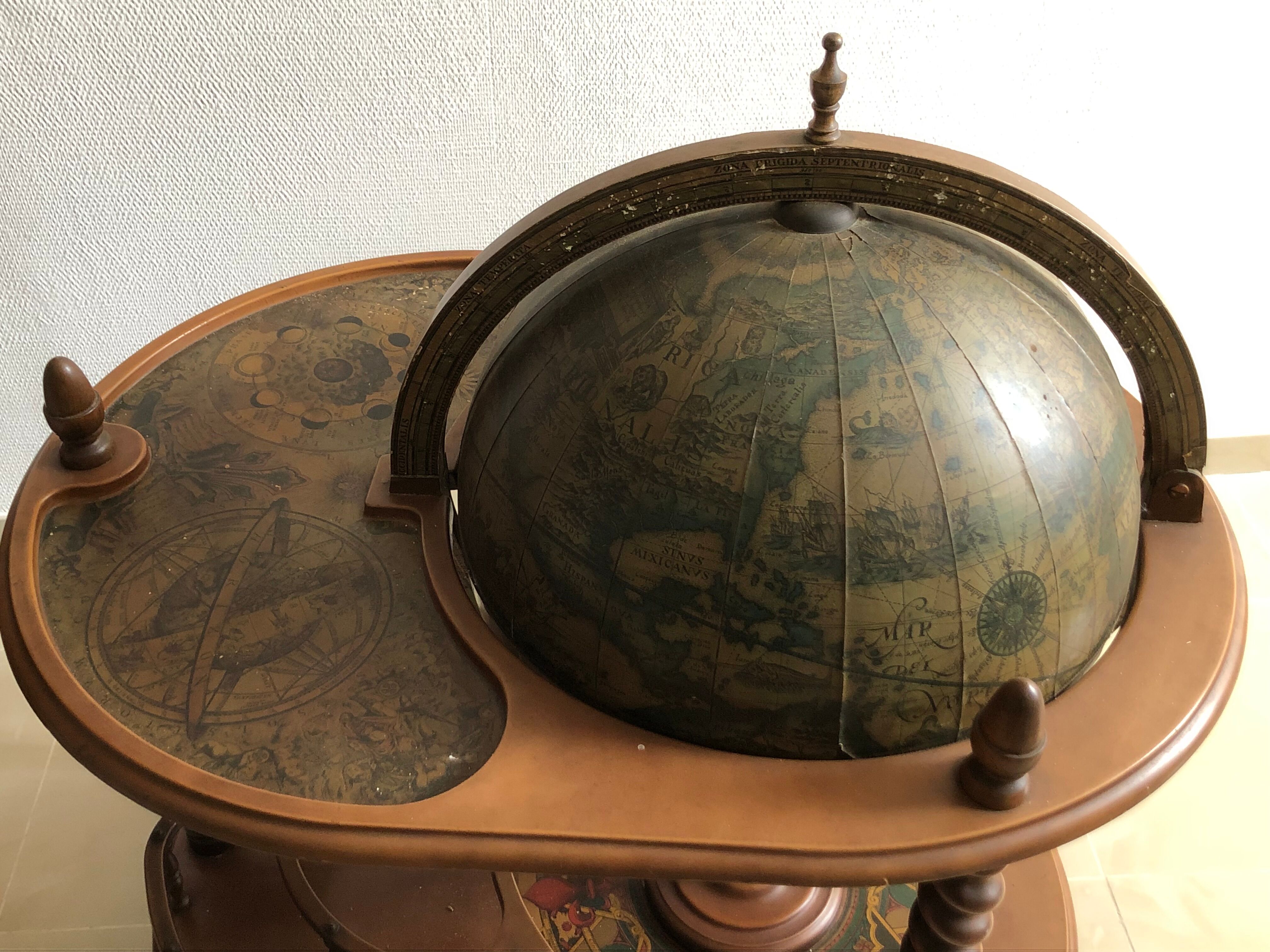 Coffee table bar world map