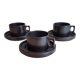 Lot de 3 tasses et sous-tasses en grès de Brenne
