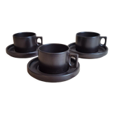 Set of 3 cups and sub-cups in Brenne stoneware