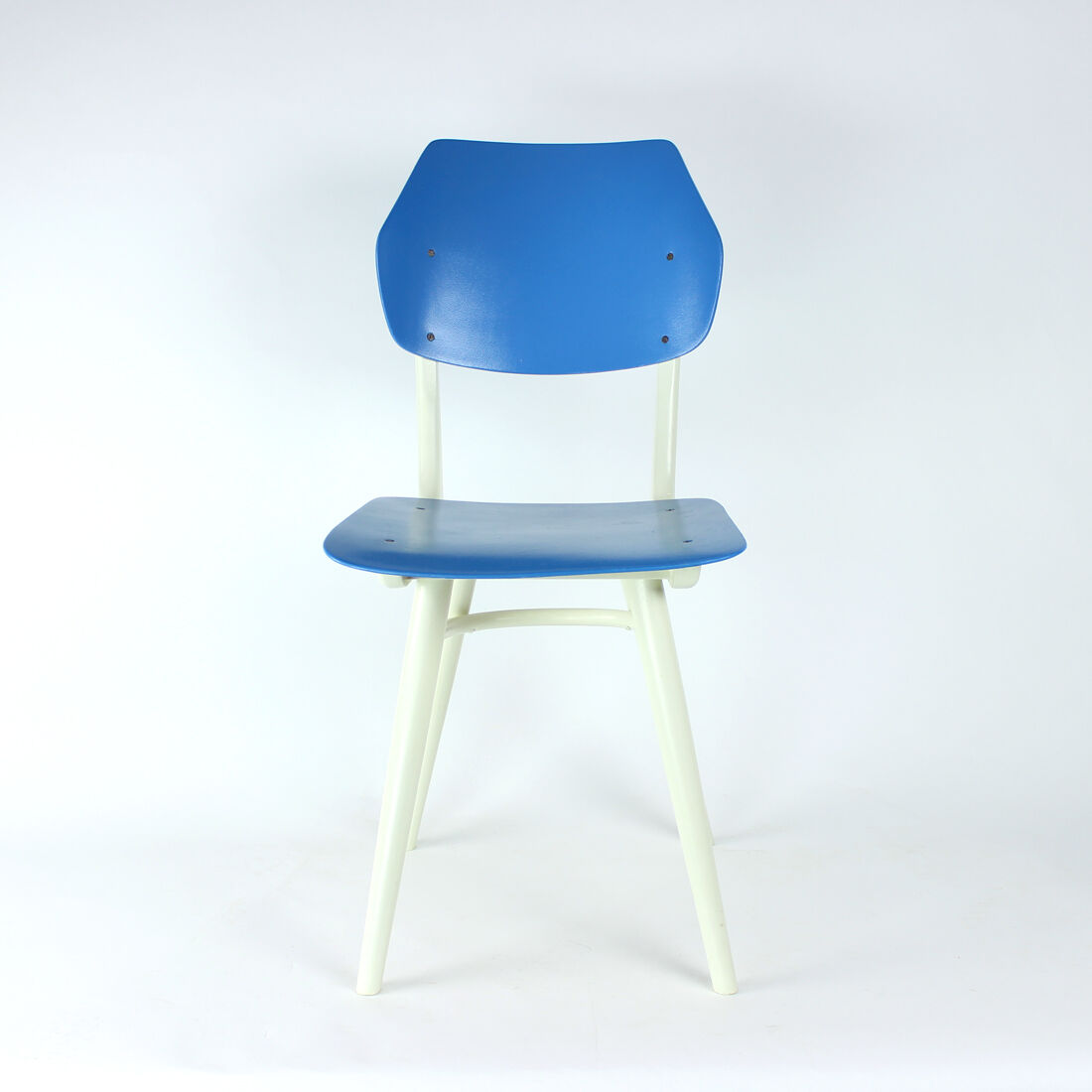 Chair in blue & white by ton, czechoslovakia 1960s