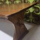 Large vintage table in solid pine, rustic brutalist, 70"