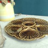 Vintage French majolica oyster plate from Sarreguemines